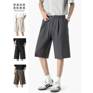 西装短裤男生夏季宽松休闲潮流外穿潮牌ins七分过膝裤子K6447-P41图片
