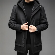 新款羽绒服男连帽冬季中年男士保暖休闲90白鸭绒外套DS2283-P330图片