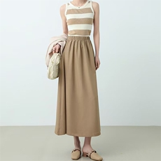 简约休闲版型高腰A字大摆裙中长款半身裙，女装半身裙，臻纶羊绒