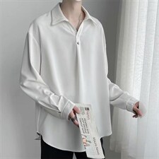 衬衫日系潮流宽松慵懒新款百搭休闲文艺男H21P33图片