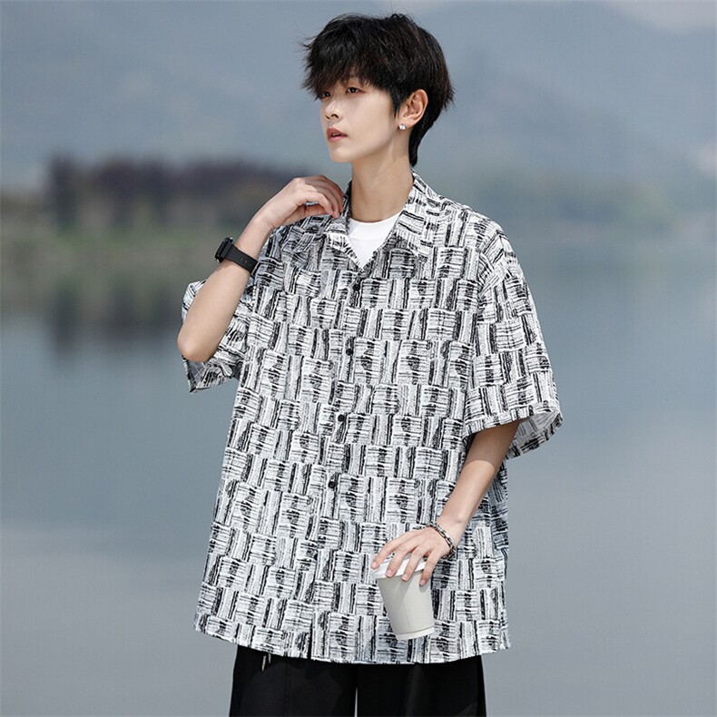 8XL-M花衬衫男款短袖夏季冰丝薄款花衬衣大码寸衫外套DC28013P38,男装T恤,电商B312