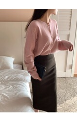 时尚百搭桃心扣子圆领羊毛开衫，女装羊毛衫，圣旺供货