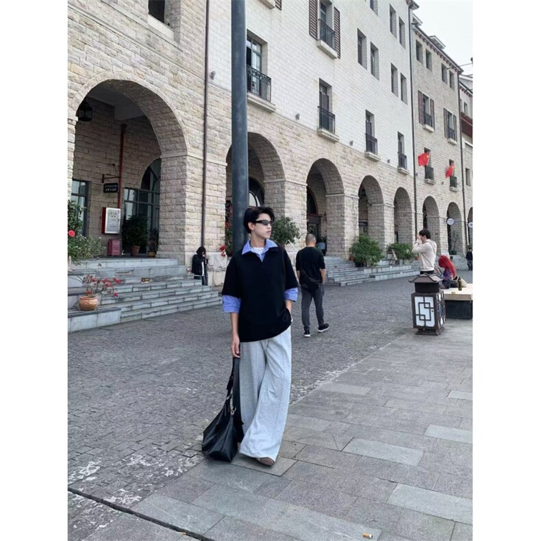 夏季新款设计感小众短袖男宽松潮流美式复古t恤街头潮牌上衣,男装T恤,四季星座505