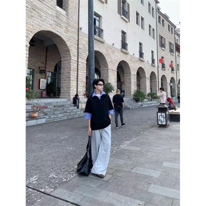 夏季新款设计感小众短袖男宽松潮流美式复古t恤街头潮牌上衣图片