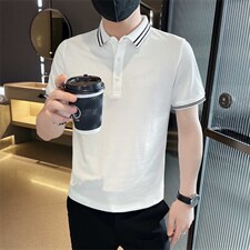 主推品质大码简约撞色领大码短袖翻领Polo衫潮牌上衣T063-38，男装T恤，电商D342