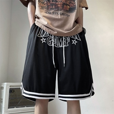 美式街头字母刺绣运动短裤男夏季潮牌ins宽松五分裤K6926-P24，男装休闲裤，星座512-4