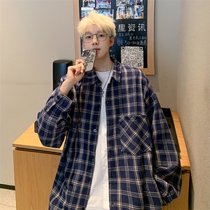 衬衫男秋季新品港风宽松磨毛格子长袖衬衣CS530-P38(现货）图片