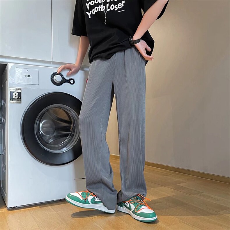 阔腿休闲裤男夏季hiphop炸街垂坠感美式街头冰丝九分裤K3721-P30,男装休闲裤,星座1008-1