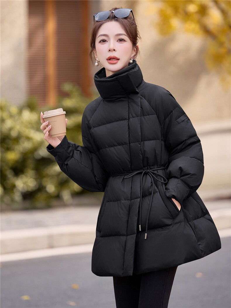 现货，2025新款羽绒服女冬季中长款面包服时尚宽松加厚外套潮,女装羽绒服,尚洛菲