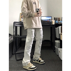B221美式ins高街小众重工艺假破洞小脚牛仔裤LK23019-P60控78，男装牛仔裤，电商B221