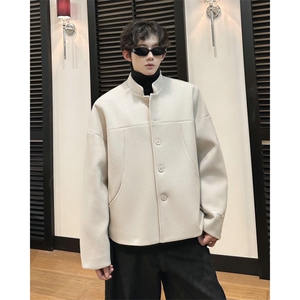 加棉加厚毛呢外套短款夹克大衣504-F32-P75控118（加棉P85控128）图片