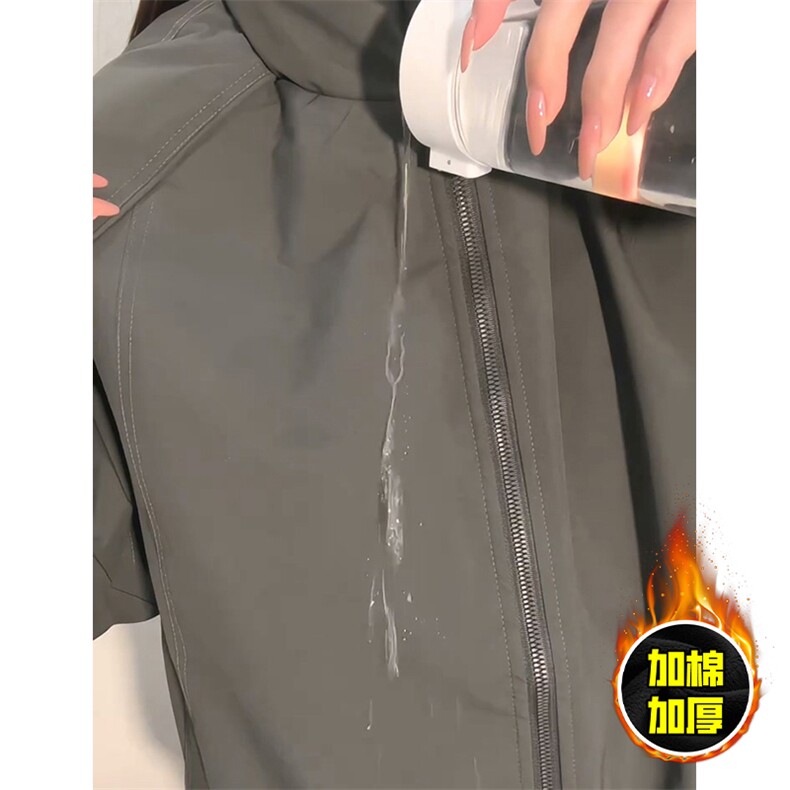 现货美式高街休闲棉衣夹克三防立领纯色户外工装加厚棉服外套,男装夹克,电商A486
