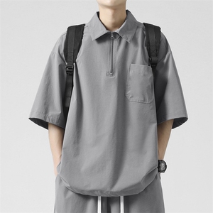 夏季翻领短袖美式简约运动风装冰丝亲肤透气上衣 TT320-特批37图片