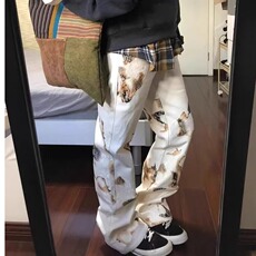 美式复古牛仔裤男女潮牌个性高街宽松百搭裤N07-P52，男装牛仔裤，星座208-5