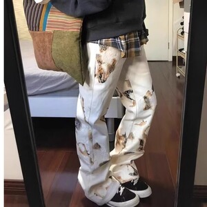 美式复古牛仔裤男女潮牌个性高街宽松百搭裤N07-P52,26岁秋冬搭配女图片