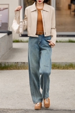 主推引流外套女2025春秋设计感休闲小个子显瘦显高夹克机车服上衣，女装皮衣，江南女神