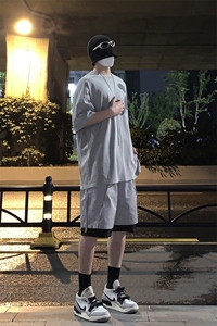B221 美式ins高街暗黑小众假两件休闲短裤五分裤 LK23062-P55控78图片