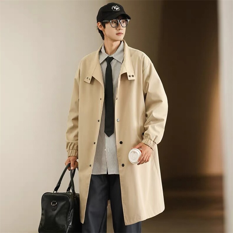 港风秋款男风衣外套中长款宽松单排扣开衫外套FY8265P78，男装风衣，星座1013-1
