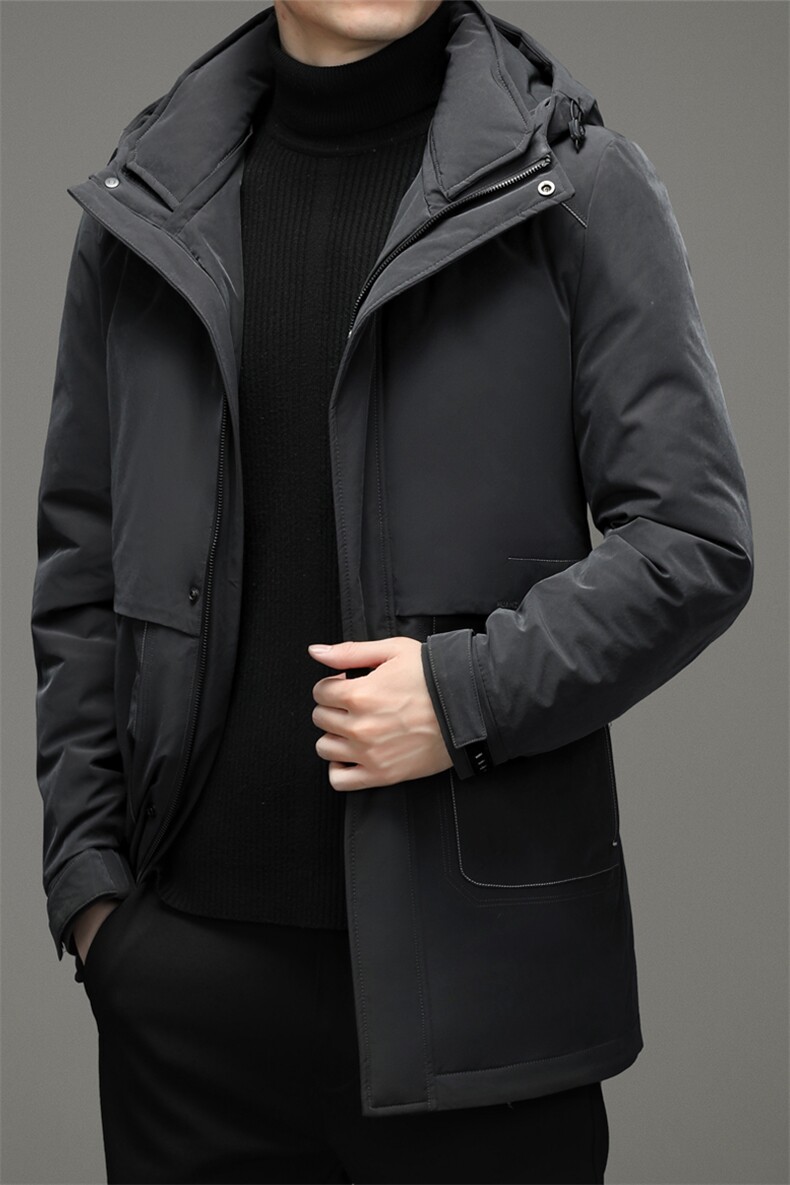 羽绒服男装中长款2023年冬新款连帽休闲百搭外套SNNYR86R315-P345,男装羽绒服,电商B212（原钱塘6029）