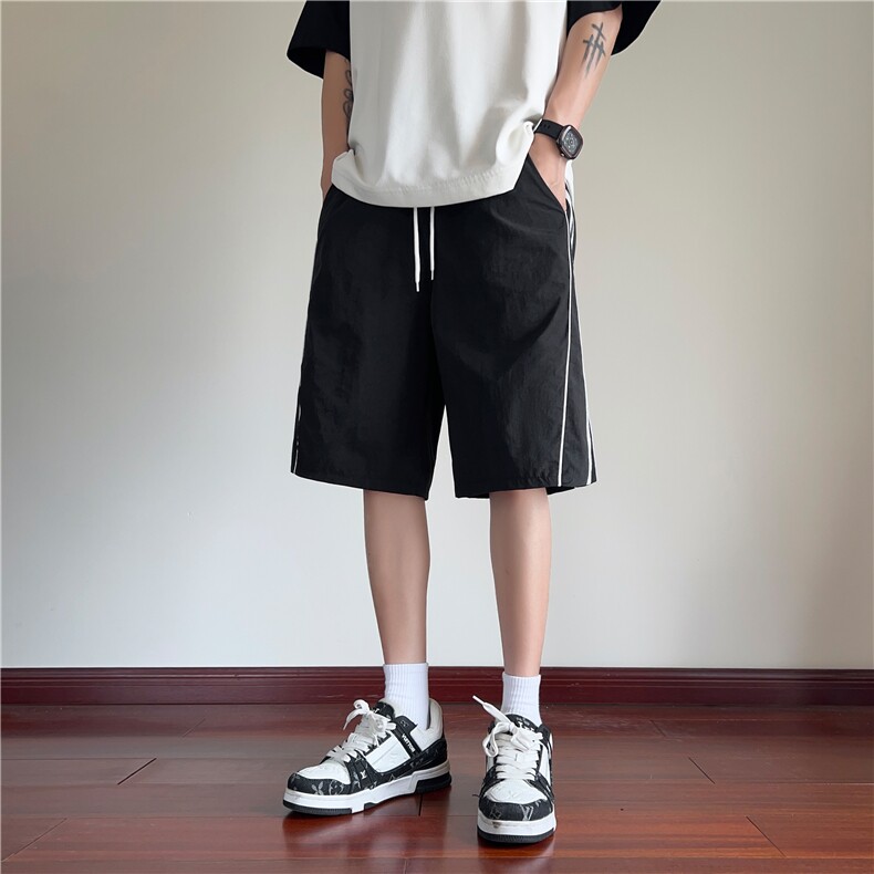 抖音品质夏季新款潮流冰丝条纹宽松短裤B315-K24158-特p30控58,男装牛仔裤,电商B315