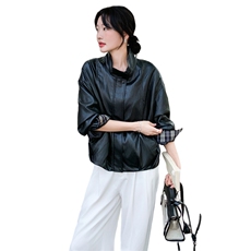 高级感格纹拼接黑色皮衣外套女春秋2025新款爆款巨好看PU夹克气质，女装皮衣，2C271