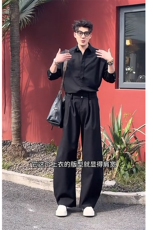 抖音高级网红衬衫休闲弯刀裤套装男TZ285-P136（网图仅供参考，男装休闲套装，电商B267