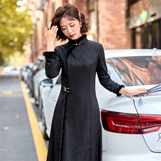 水衣源8109款冬季提花料加绒加厚修身气质旗袍裙(面料有弹力），女装汉服/婚纱/旗袍/礼服，水衣源