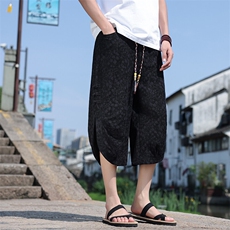 新中式提花盘扣宽松休闲七分裤802-P55，男装牛仔裤，星座816A（原B366）