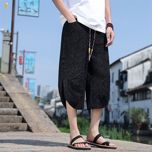 新中式提花盘扣宽松休闲七分裤802-P55图片