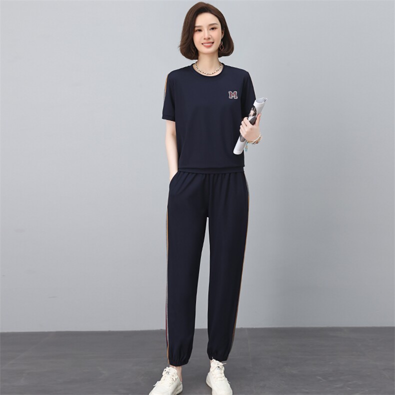 时尚休闲套装女夏季2025新款中年妈妈宽松洋气减龄显瘦卫衣两件套,女装套装/套裙,独衣靓