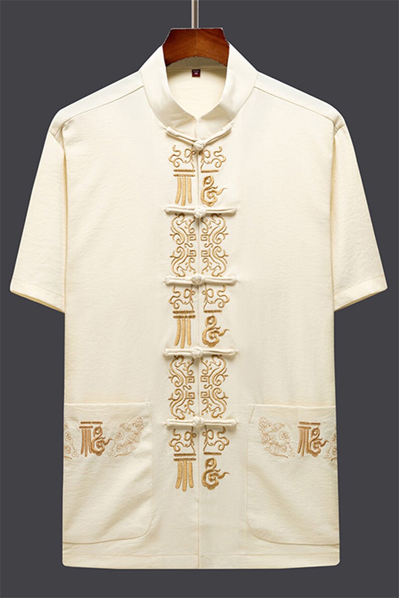 夏季唐装男士套装风中青年中式刺绣外套复古潮流汉服2023新款,男装民族服装,电商B212（原钱塘6029）