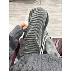 小香风细闪条纹针织休闲裤男美式加绒加厚cleanfit直筒休闲卫裤子，男装休闲裤，电商A086-1