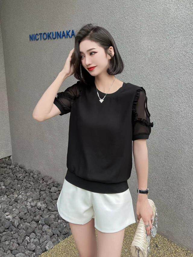 [现货]木耳边小衫，两色、四个尺码，其它，依柏璐(1F)