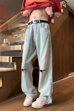 美式复古黄泥破洞牛仔裤男M-4XL直播品质P65控88，男装牛仔裤，电商B219B