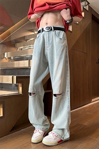 美式复古黄泥破洞牛仔裤男 M-4XL 直播品质 P65控88图片