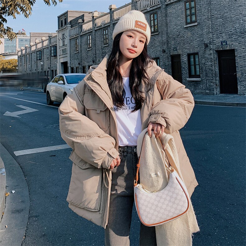 现货工装中长款羽绒服50绒图片