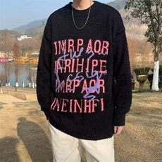针织衫男女韩版潮流字母提花帅气百搭2025冬季ins毛衣MZ779-P60，男装针织衫/毛衣，星座412-3