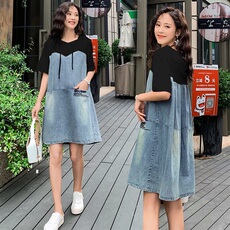 牛仔裙女2021夏装新款韩版夏装带帽卫衣连衣裙宽松显瘦小个子，女装连衣裙，瑶迪依秀