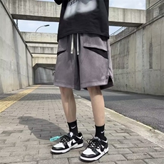 休闲短裤男韩版潮流高街拼色2024夏季新款ins宽松五分裤K3797-P35，男装牛仔裤，星座412-2