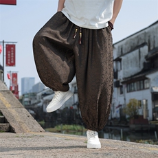 潮新中式阔腿裤风裤大码男休闲裤清凉冰丝百搭裤K2498-P65，男装休闲裤，电商A227