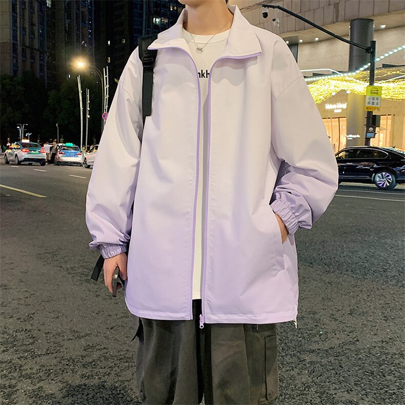 港风秋季新款宽松夹克男渐变色立领上衣两面穿外套MYJ24-7906-P68,男装夹克,星座717