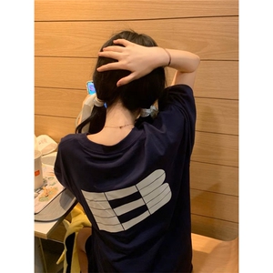 T0666-P25 男女款情侣宽松百搭 美式复古字母纯棉印花短袖图片