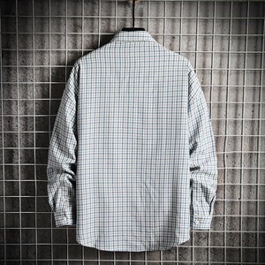 秋季新款潮牌时尚帅气男青少年宽松休闲上衣格子衬衫292-P25图片