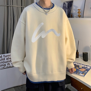 控78 假两件毛衣男大码加绒针织衫男毛线衣M80280-P55  加绒P70图片