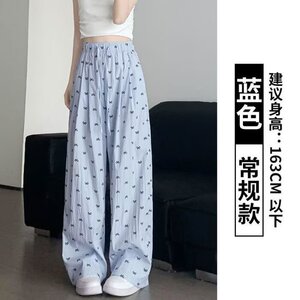 蝴蝶结高腰棉麻长裤女夏宽松显瘦百搭直筒阔脚拖地薄款休闲九分裤图片