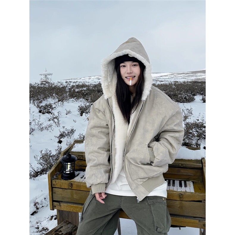 座山雕大理石连帽夹克棉服男装冬季高级感保暖棉衣外套，男装夹克，星座1210-1