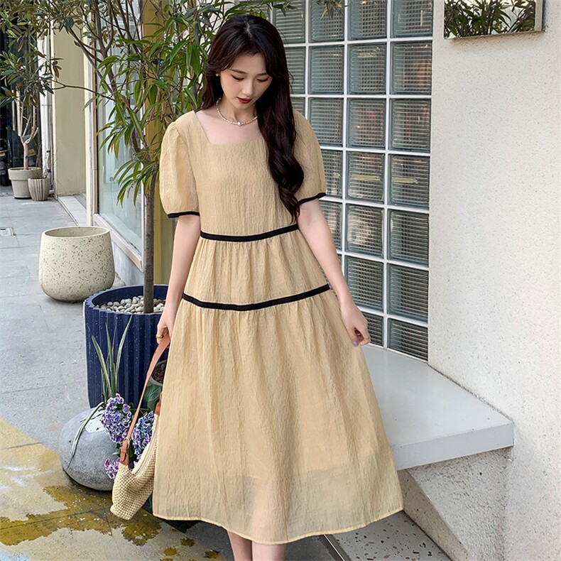 大货已出减龄拼接宽松浪漫连衣裙，女装连衣裙，MQ