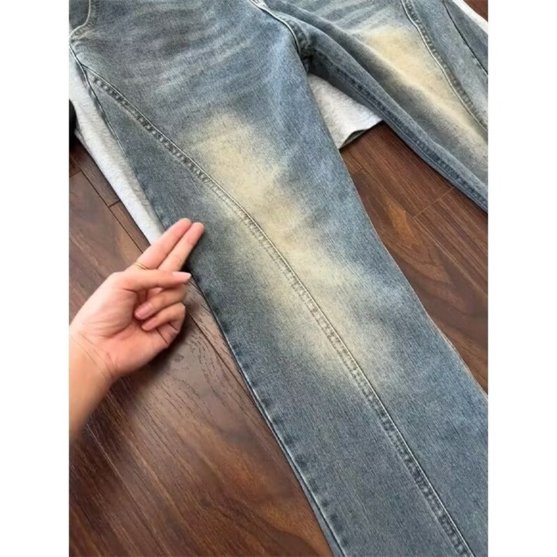 美式高街设计感牛仔裤男女炸街裤子宽松直筒裤1008-L91577-P46,男装牛仔裤,星座1008