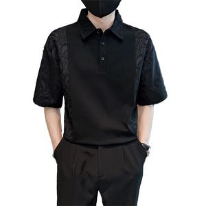 2025春季新款T恤 高品质提花拼接翻领短袖T恤小伙上衣901T57-P58图片