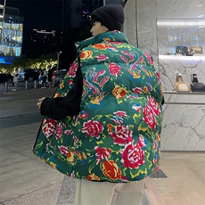 M3风东北大花棉马甲外套大码宽松秋冬汉服外衣坎肩背心演出服，女装马甲，星座115A(原星座507）